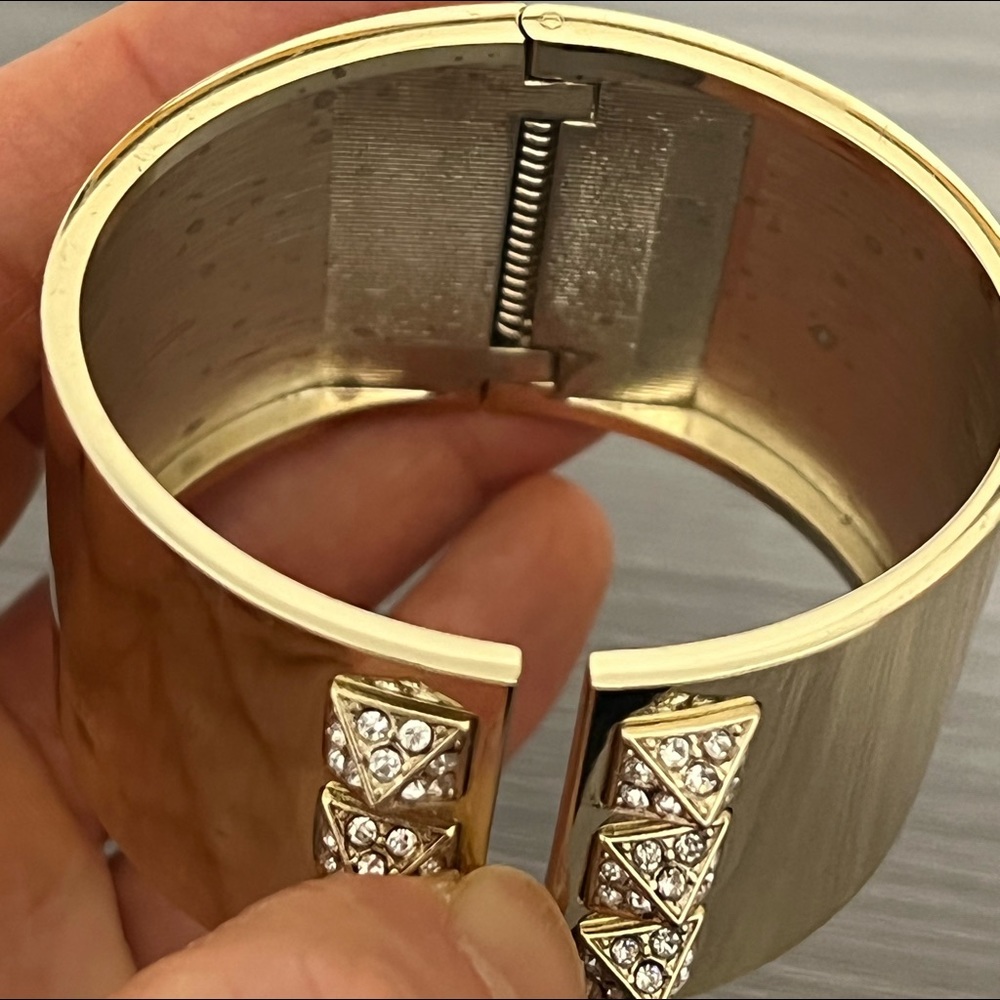 Victoria Secret Gold Cuff Bracelet with CZ Diamond Pyramids - Picture 5 of 8
